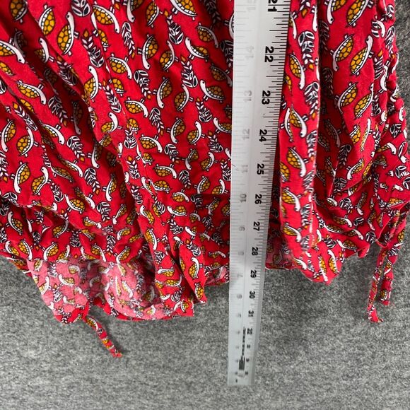 Bongo Jumpsuit Women S Small Red Turtle Print Elastic Waist Tasseled Casual - Picture 6 of 7